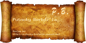 Putnoky Borbála névjegykártya